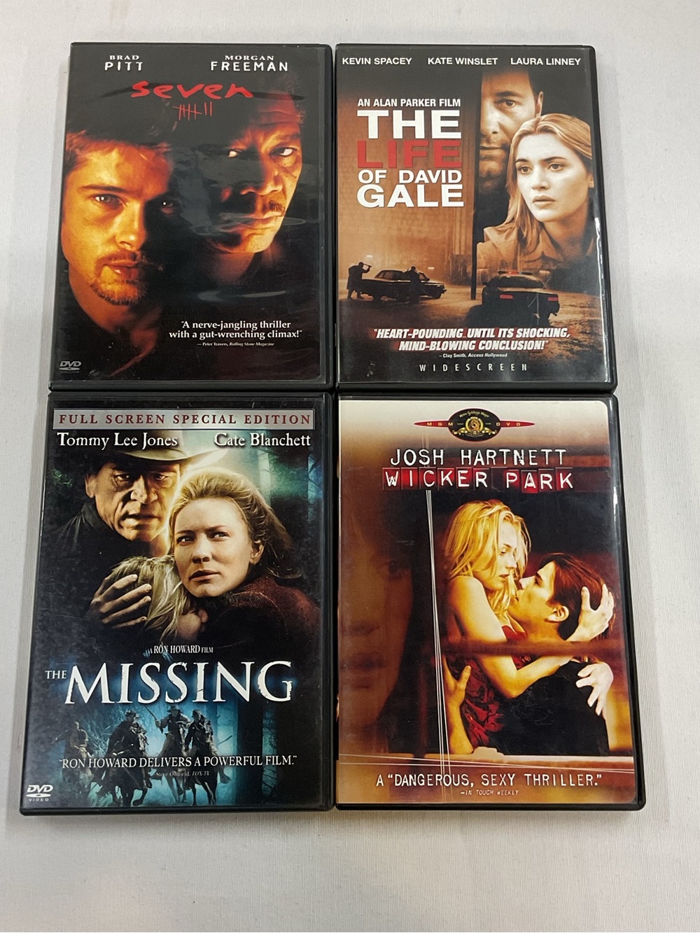 (4x DVD Thriller) Seven, Life of David Gale, The Missing, Wicker Park